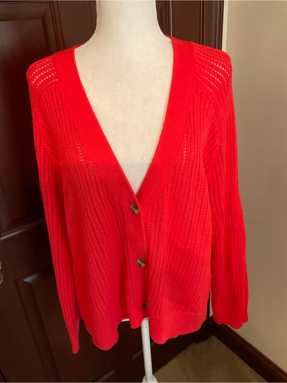 Caslon Red Cardigan Sweater. Sz. XL